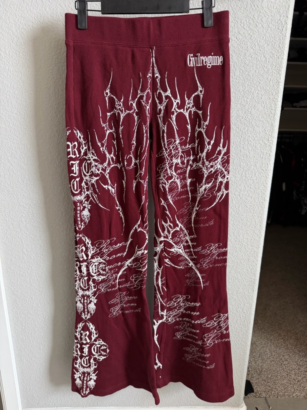 Civilregime Burgundy Graphic flare  Pants